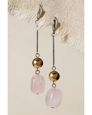 Free People Check Mate Semiprecious Stone Drop Earrings - Natural
