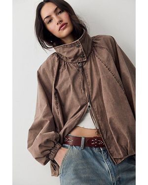 Free People Chelsea Funnel-Neck Jacket - Brown