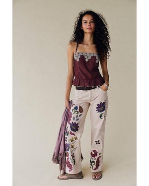 Free People Tennessee Low-Rise Boyfriend Embroidered Jeans - Multicolour