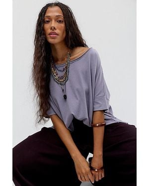 Free People Rex Oversized Cotton Tee - Gray