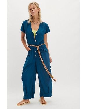 Free People Hit The Coast Coveralls - Blue
