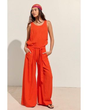 free-est Linden Linen One-Piece Jumpsuit By - Red
