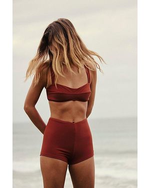 Galamaar The Tap High-Waisted Boyshort Bikini Bottoms - Red