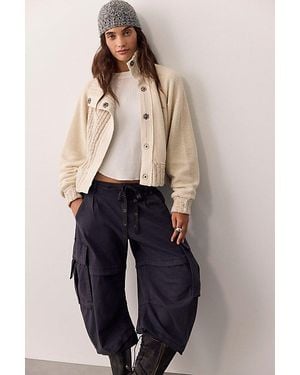 Free People Annie Cosy Funnel-Neck Cardi - Blue