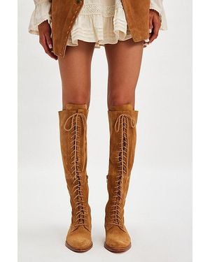 Free People Davey Over-The-Knee Lace-Up Boots - Brown