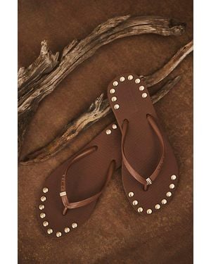 Brizza Arezzo Keepsake Embellished Thong Sandals By - Brown