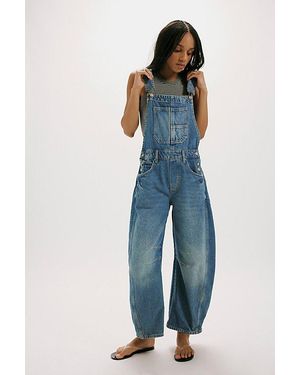 Free People We The Free Good Luck Barrel Overalls - Blue