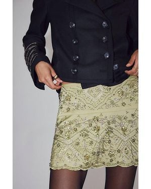 Free People Mercer Beaded Mini Skirt - Blue
