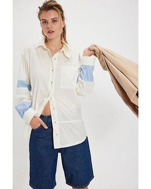 Free People Woven Cuff Shirt - White