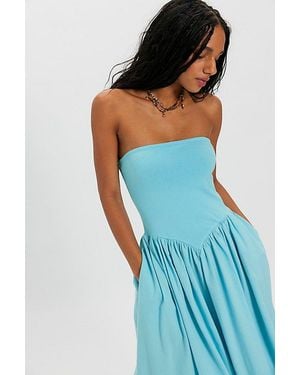 free-est Onda Drop-Waist Tube Midi Dress By - Blue