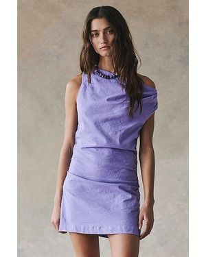 free-est So Far Summer Stretch Linen Mini Dress By - Purple