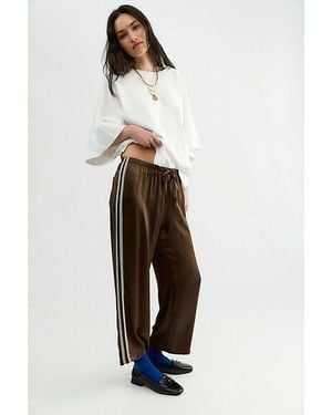 DONNI. The Silk Lace Stripe Crop Pants - Brown