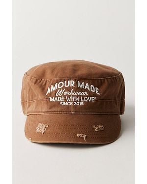 Free People Amour Inc Workwear Cadet Cap - Brown