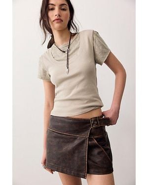 Free People Suki Vegan Leather Micro Skirt - Red