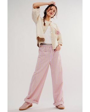Free People Hudson Canyon Stripe Trousers - Purple