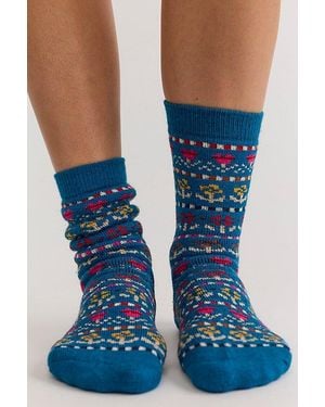 French Knot Tulip Socks - Blue