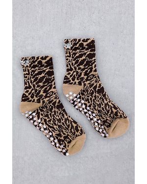 Brogi Yoga Animal Print Grip Pilates Socks - Metallic