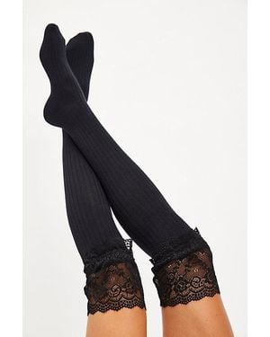Free People Viola Lace Over The Knee Socks - Blue