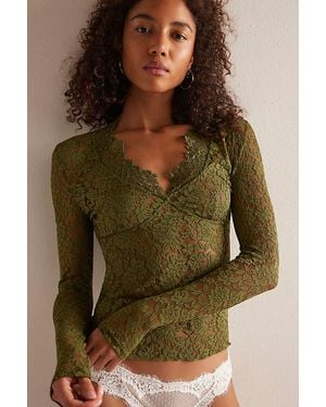 Free People All Day Lace Long Sleeve - Green