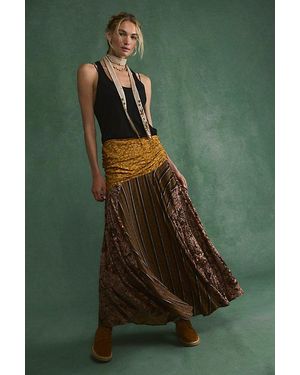 Free People Crossroads Printed Patch Maxi Skirt - Green