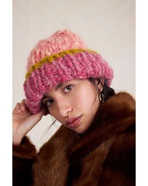 French Knot Chunky Woven Fisherman Hat By - Pink
