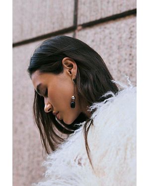 Free People Check Mate Semiprecious Stone Drop Earrings - Black