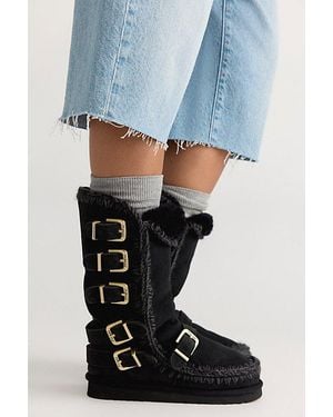 Mou Bergy Buckle Boots Shoe - Blue