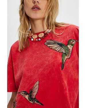 Denim and Bone Hummingbird Tee - Red