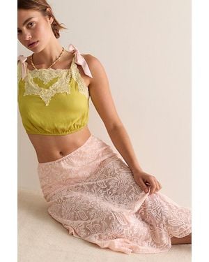 Free People Sheer Emotion Midi Slip Skirt - Pink
