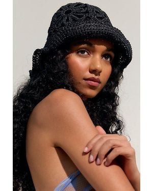Free People Cut-Out Daisy Straw Hat - Metallic