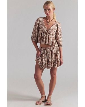Free People Calla Lily Printed Mini Skirt Set - Brown