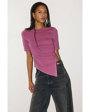 Free People Easy Rotation Asymmetrical Half-Sleeve Shirt - Red