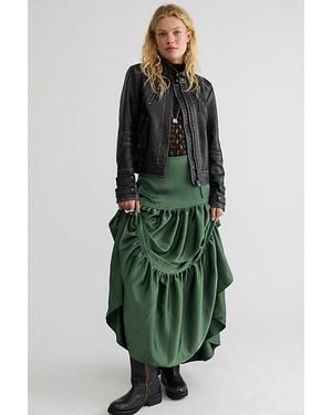 Free People Juliette Satin Maxi Skirt - Green