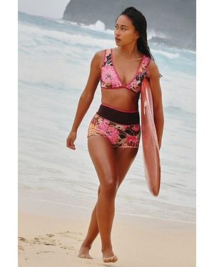 Seea Darla High-Waisted Boyshort Surf Bottoms - Red