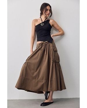 Free People We The Free Trailblazer Cargo Midi Skirt - Brown