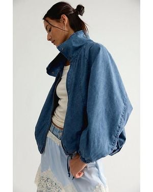 Free People Chelsea Funnel-Neck Jacket - Blue