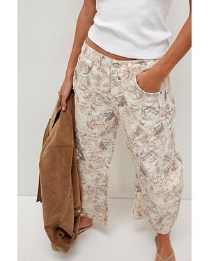 Free People We The Free Good Luck Printed Barrel Jeans - Multicolour