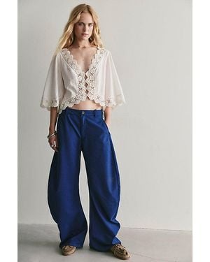 Free People Spotlight Menswear Striped Barrel Trousers - Blue