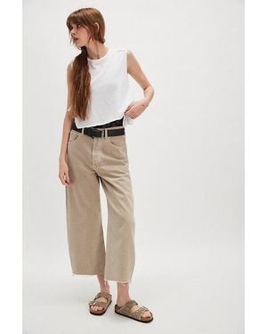 Citizens of Humanity Striped Ayla Raw Hem Cropped Jeans - Natural