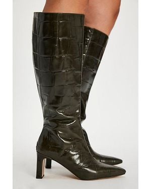 Sam Edelman Sylvia Croc Wide Calf Tall Boots - Green