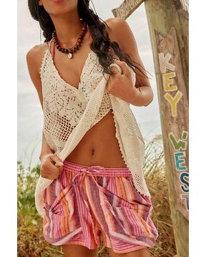 Free People Good Fortune Stripe Shorts - Red