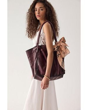 Free People Milan Leather Tote - Purple