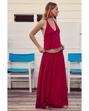 free-est Sandshell Linen Skirt Set By - Red
