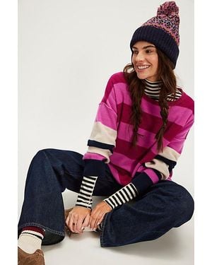 Free People Addie Stripe Cashmere Pullover - Pink