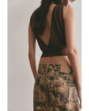 Free People Fable Printed Low-Rise Twisted Bowed Jeans - Multicolour