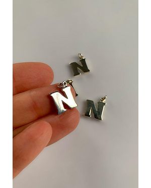 SharpLilTeeth Vintage Sterling Letter N Initial Charm Selected By - Gray