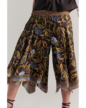 Free People Sweet Reaction Pull-On Wide-Leg Crop Trousers - Brown