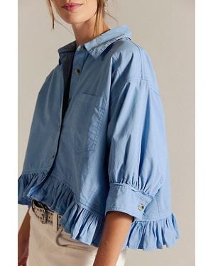 Free People Bailey Solid Shirt - Blue