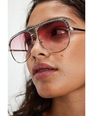 Free People Eclipse Metal Aviator Sunglasses - Brown