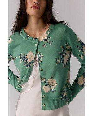 Free People Nocturnal Patterned Cashmere Cardi - Green